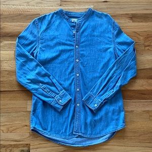 Topman Blue Denim collarless long sleeve. Size L